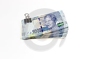 South african rands on white background photo