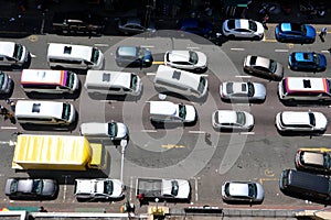 South African traffic jam over head birds eye view