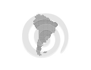 South America, continent, dotted map on white background. Vector illustration