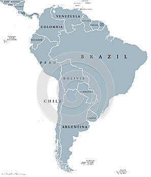 South America countries political map