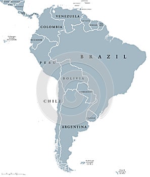 South America countries political map photo