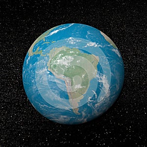 South america on earth - 3D render