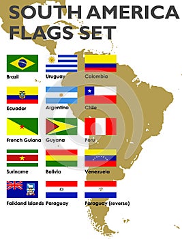 South America flags set