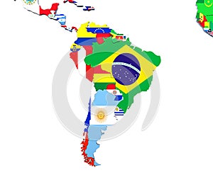 South America map 3d illustration on white