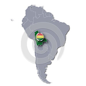 South America map with Bolivia