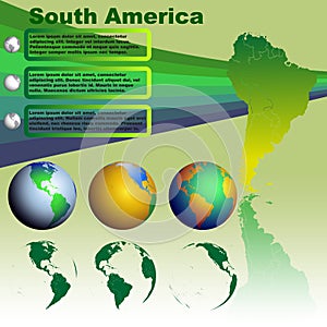 South America map on green background vector