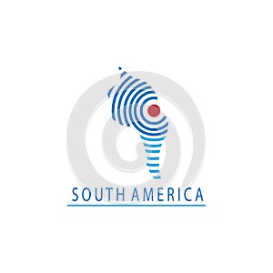 South America map illustration line internet logo design template vector