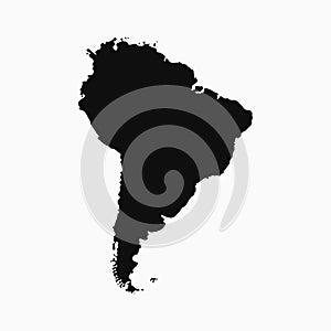 South America map - monochrome shape. Vector.