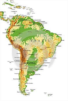 South America-physical map