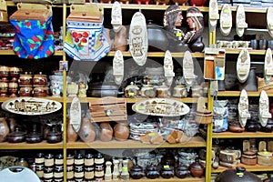 South America souvenir, wooden plates and mate cups