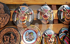 South American indians souvenir totem idol faces photo
