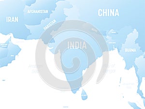 South Asia detailed political map with lables