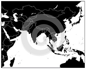 South Asia Map Black Color