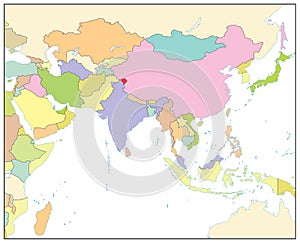 South Asia Political Map Isolated on White. No text photo