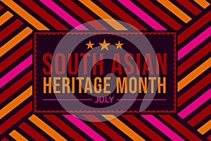 South Asian Heritage Month Wallpaper with colorful shapes and typography inside box. July is celebrated as South Asian heritage photo