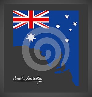 South Australia map with Australian national flag illustration