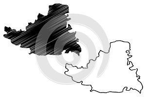 South Backa District Republic of Serbia, Districts in Vojvodina map vector illustration, scribble sketch South Backa map