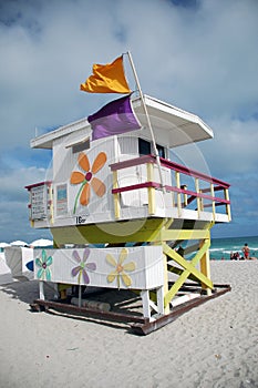 South Beach Lifeguard Tower with Flowers