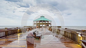 South Carolina Folly Beach Pier Rainy Day
