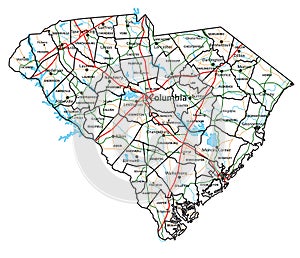 South Carolina road and highway map.