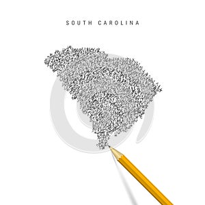 South Carolina sketch scribble map isolated on white background. Hand drawn vector map of South Carolina.