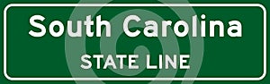 South Carolina state line road sign