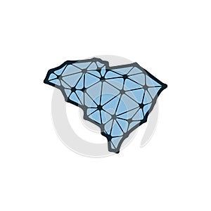 South Carolina state map polygonal illustration made of lines and dots