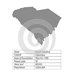 South Carolina. States of America territory on white background. Separate state. Vector illustration