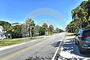 South caroline isle palms typical street  road photo