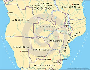 South-Central Africa Political Map