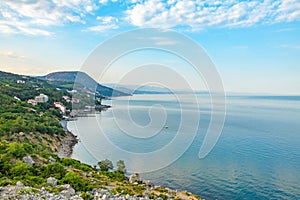 South coast of Crimea, the view from the side of the Utes city in the direction of Alushta