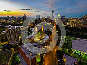 South Congress Sunset Aerial Beauty Over Capital Cities