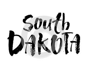 South Dakota. American state. Lettering. Modern brush calligraphy. Hand drawn vector illustration