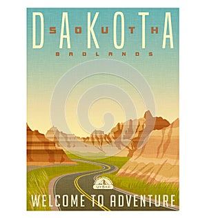 South Dakota badlands travel poster or sticker