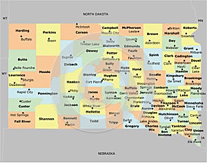 South Dakota County Map with 66 counties