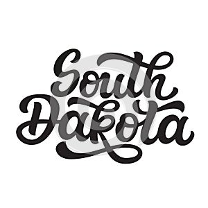 South Dakota. Hand drawn lettering text