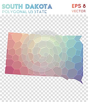 South Dakota polygonal map, mosaic style us state.