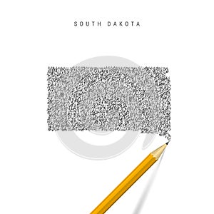 South Dakota sketch scribble map isolated on white background. Hand drawn vector map of South Dakota