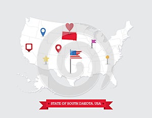 South Dakota State map highlighted on USA map