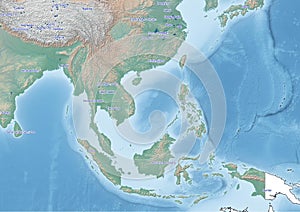 South East Asia continent Illustration seas and oceans