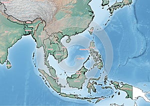 South East Asia continent Illustration with sovereign states