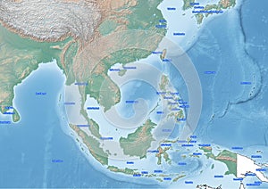South East Asia continent Illustration ocean and seas