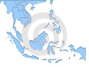 South East Asia map blue and region