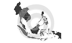 South East Asia map with regions, countries. Indonesia, Vietnam, Thailand, Philippines, Malaysia maps.