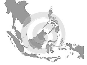 South East Asia map in white background