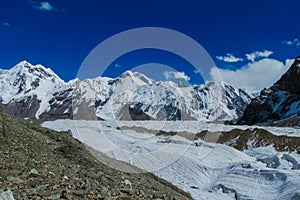 South Engilchek Inylchek glacier in Tian-Shan mountains