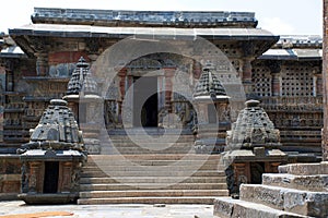 South entrance, Chennakesava temple, Belur, Karnataka. The minature shrines are woth noticing.