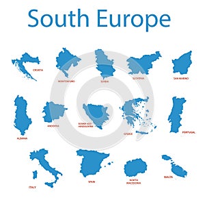 South europe - vector maps of territories