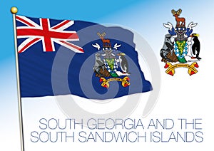 South Georgia and Sandwich islands official flag and coat of arms, United Kingdom photo