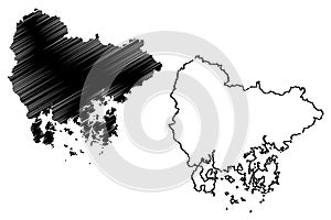 South Gyeongsang Province map vector